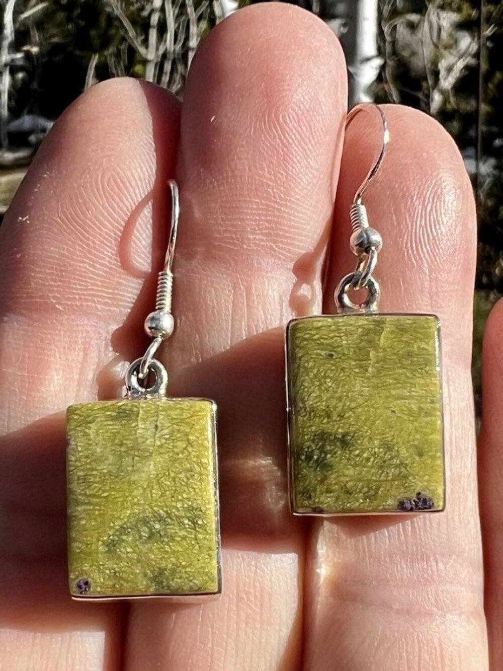 Sundance $198 NEW Green TASMANIA ATLANTISITE Sterling Silver Handmade Earrings